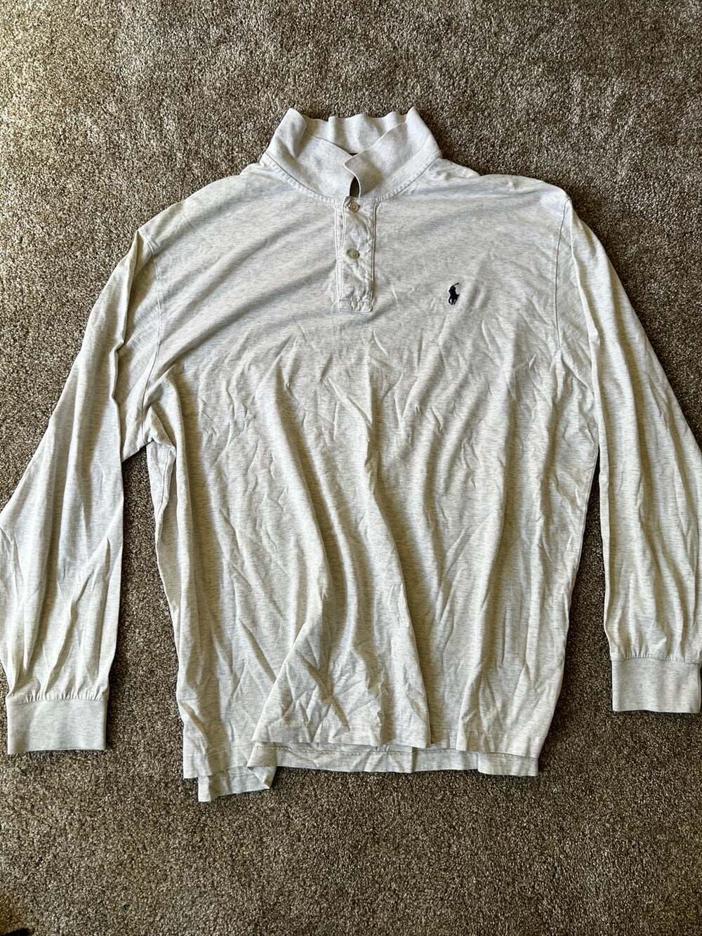 Polo Ralph Lauren Long Sleeve Polo Size XXL Grey Slub Jersey Henley Shirt
